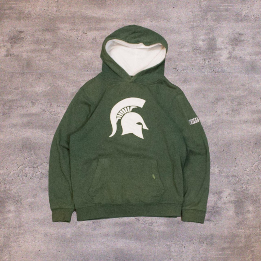 Vintage VTG Y2K 2000's Michigan State Sparentes Forest Green Hoodie